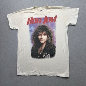 Bon Jovi VTG 80s Slippery When Wet White Sz 2XL T-Shirt Medium USA Single Stitch